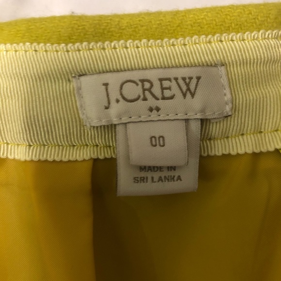 J.Crew Factory Olive Yellow Zip Mini Wool Skirt 00 - Picture 5 of 5